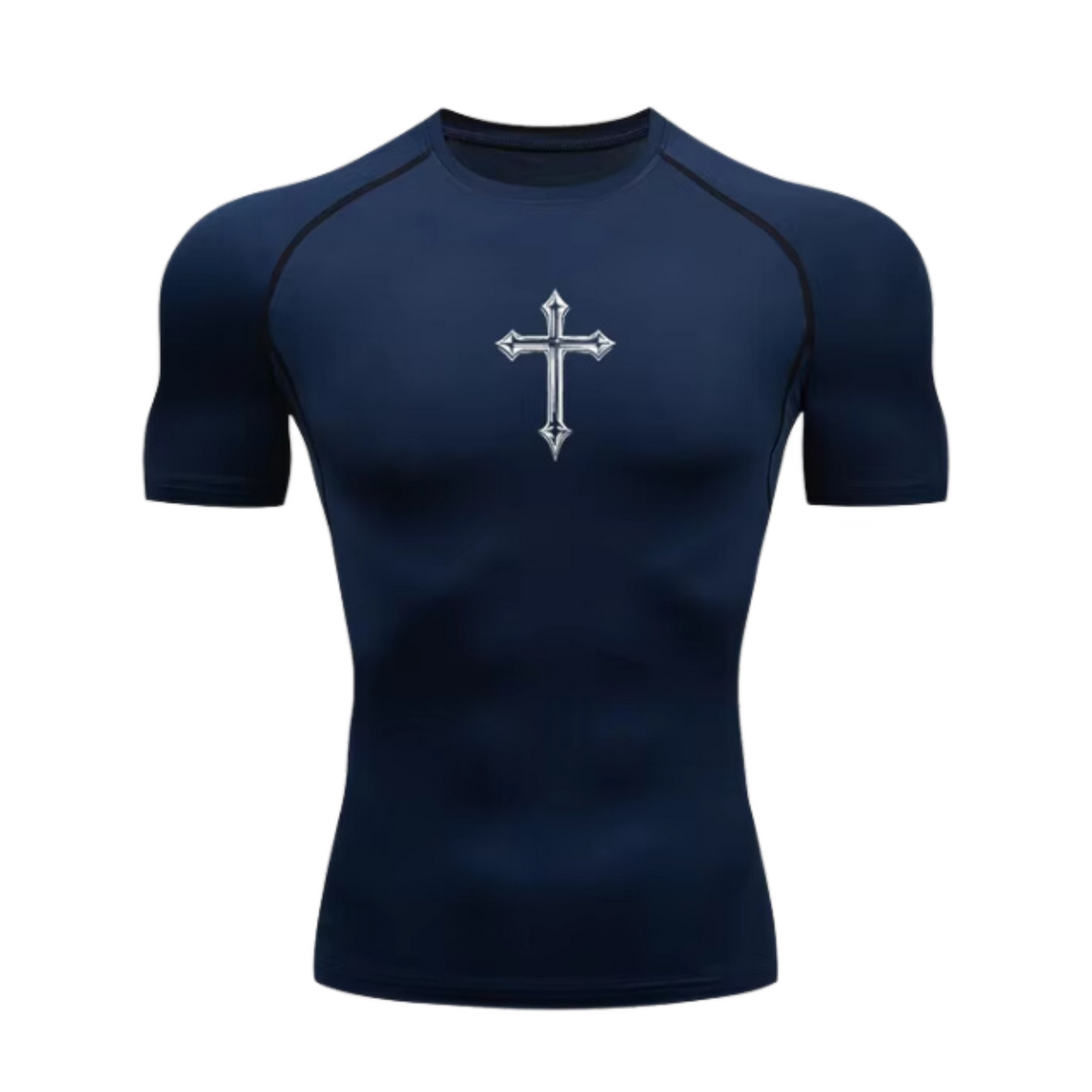 CROSS PRINT COMPRESSION SHIRT