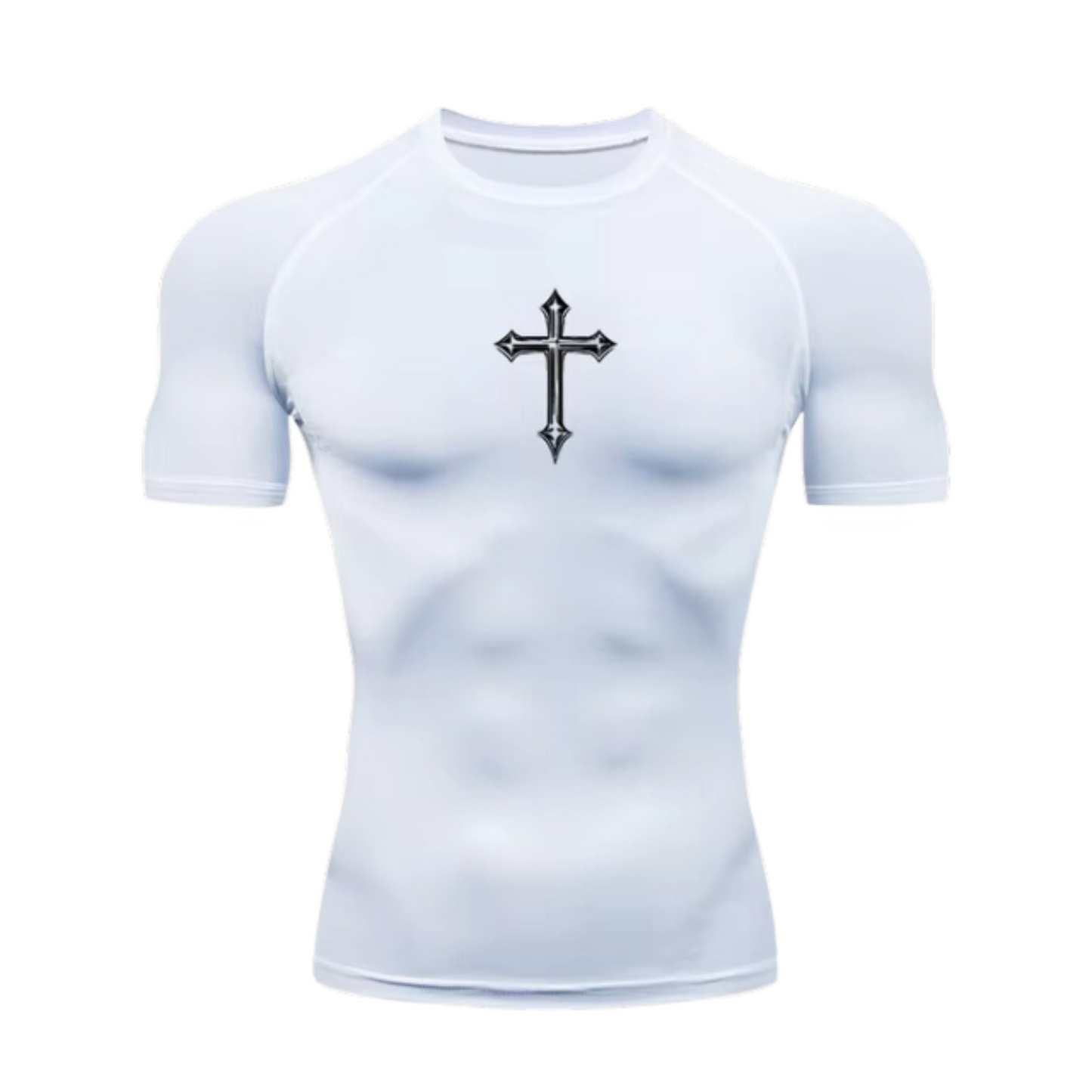 CROSS PRINT COMPRESSION SHIRT