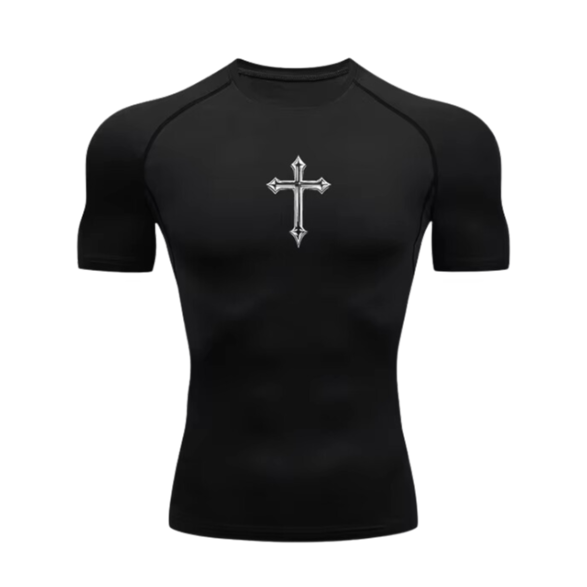 CROSS PRINT COMPRESSION SHIRT