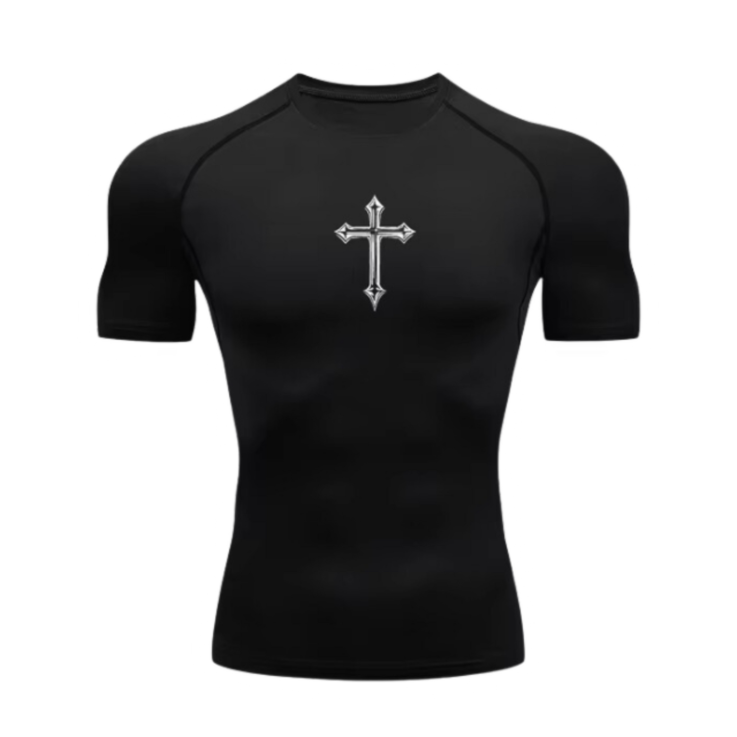 CROSS PRINT COMPRESSION SHIRT